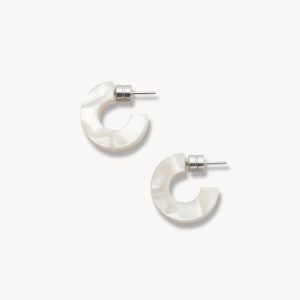 Muse Hoops in White Shell