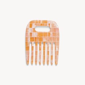 No. 4 Comb in Apricot Shell Checker