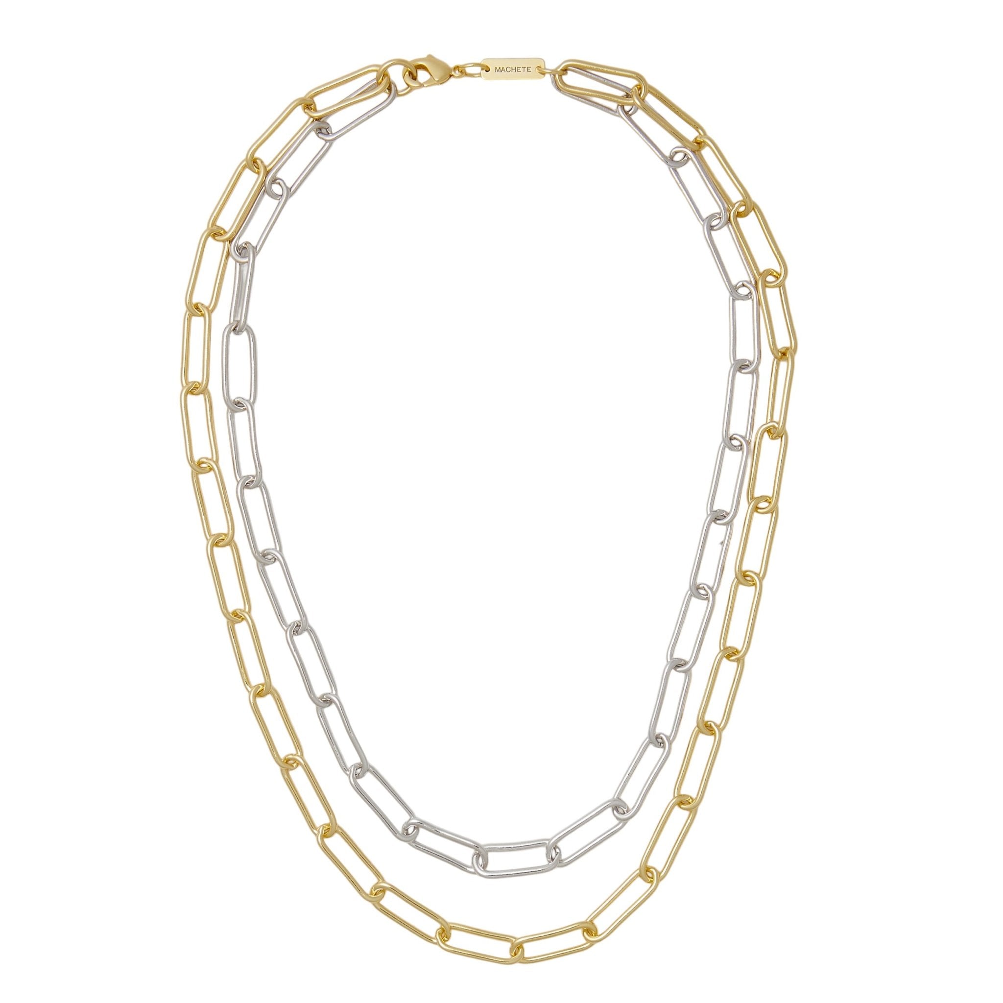 Paperclip Chain Layered Necklace in Mixed Metals