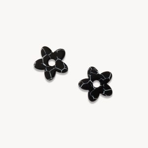 Petite Flower Charms in Black Marble