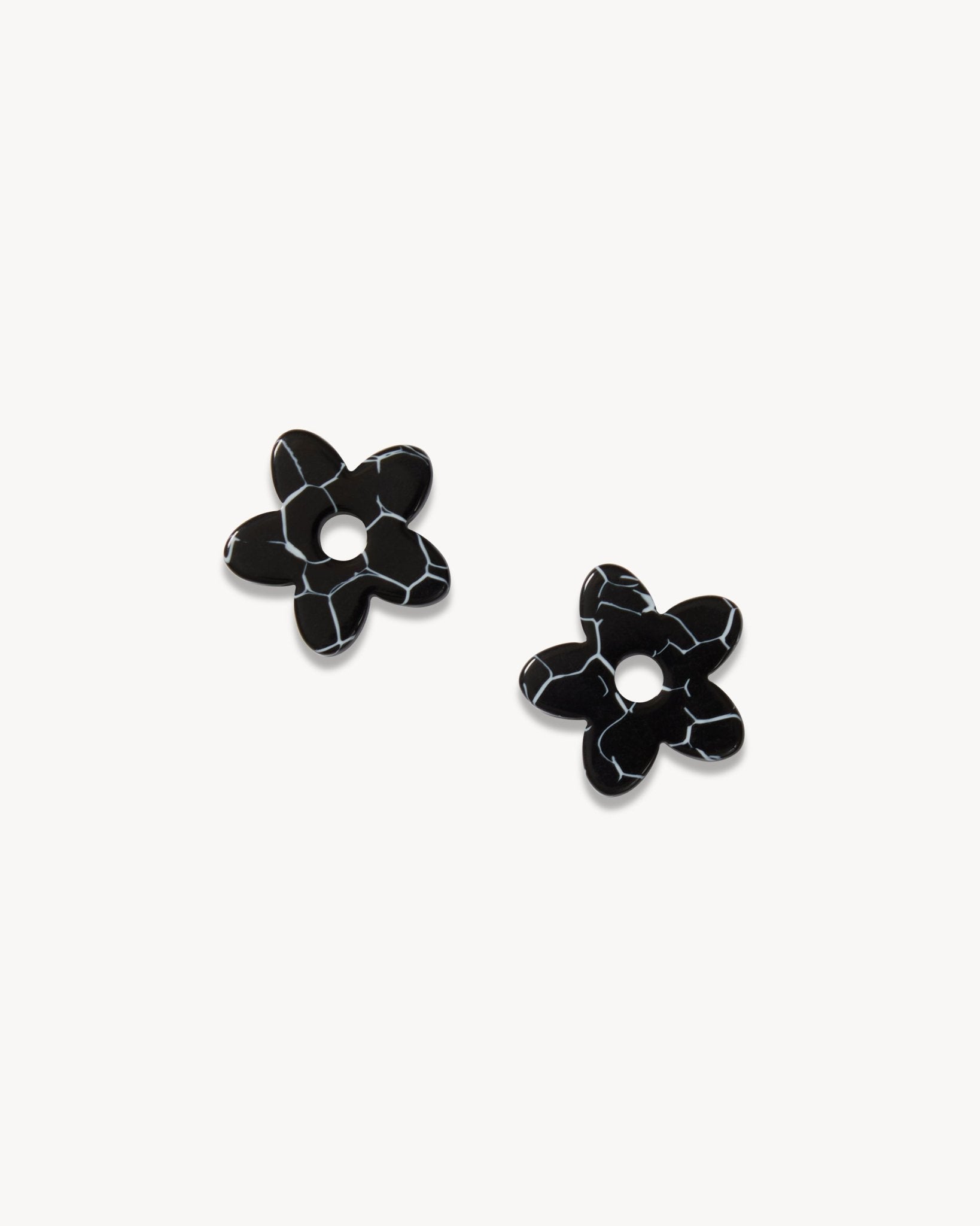 Petite Flower Charms in Black Marble