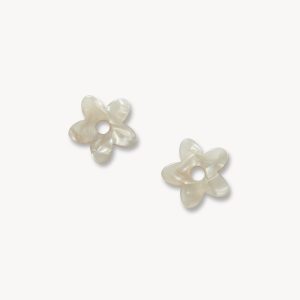 Petite Flower Charms in Grey Shell