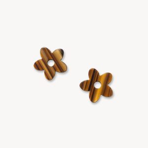 Petite Flower Charms in Tigers Eye