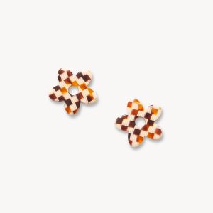 Petite Flower Charms in Tortoise Checker