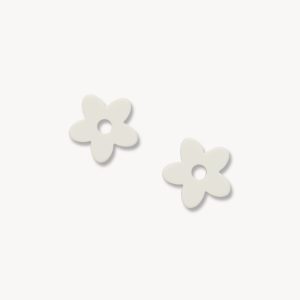 Petite Flower Charms in White Matte