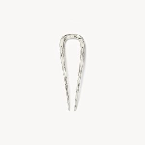 Petite Wavy French Hair Pin in Silver