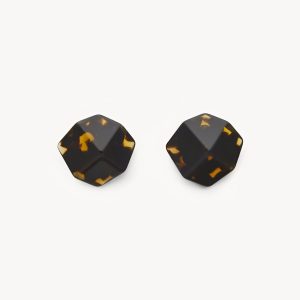 Sculpture Studs in Dark Tortoise